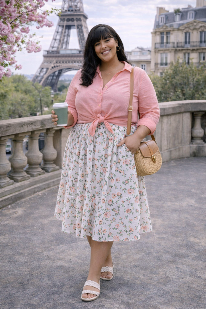Soft Flural Plus Size Paris Spring Outfits