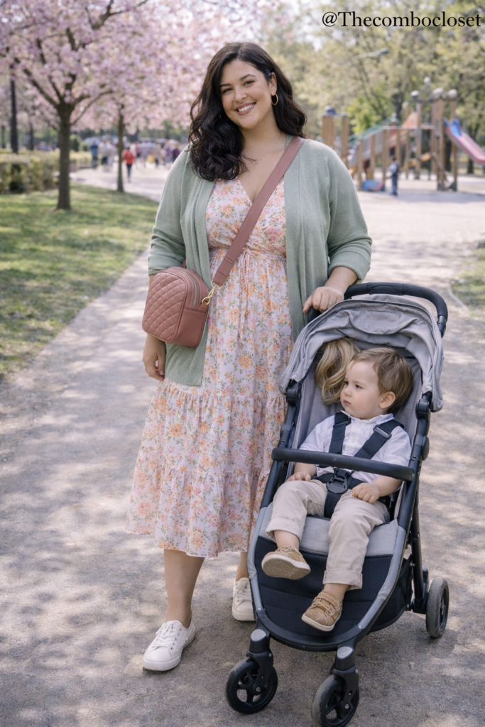 Floral Midi Dress for Plus Size Mom