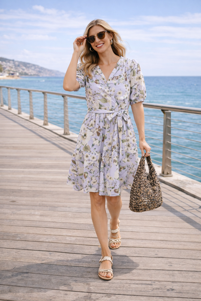 Spring Breezy Floral Wrap Dress