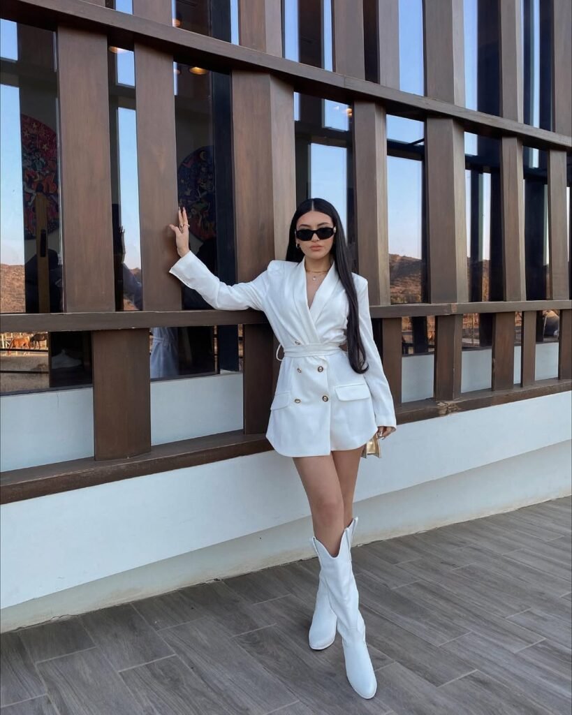 White Blazer with Boots