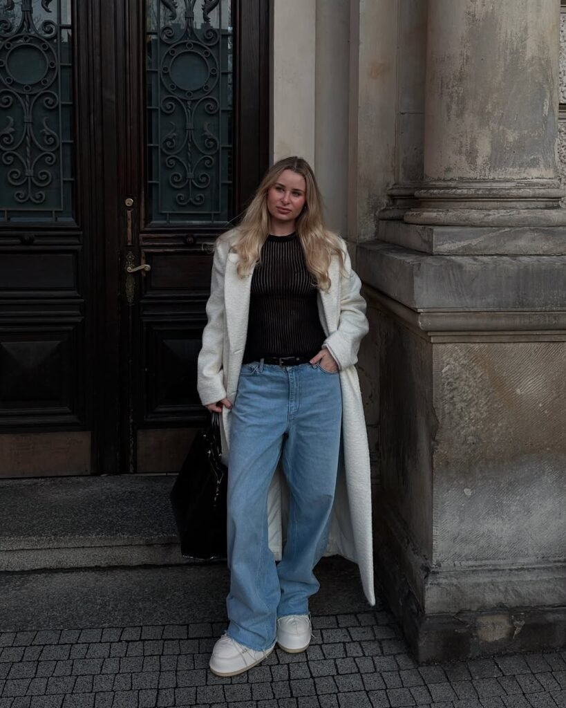 City Style with Classic White Moon Boots