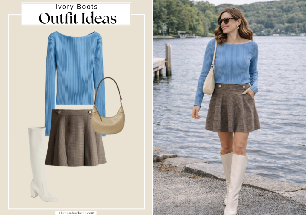 Ivory Boots with a Sweater 