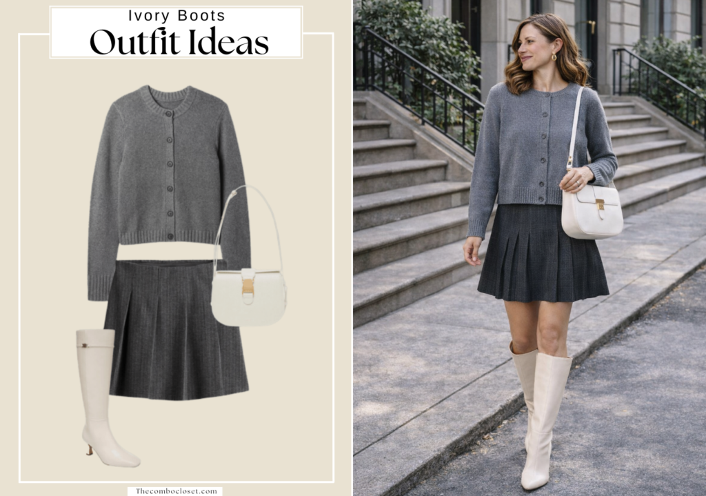 Ivory Boots with Sweater