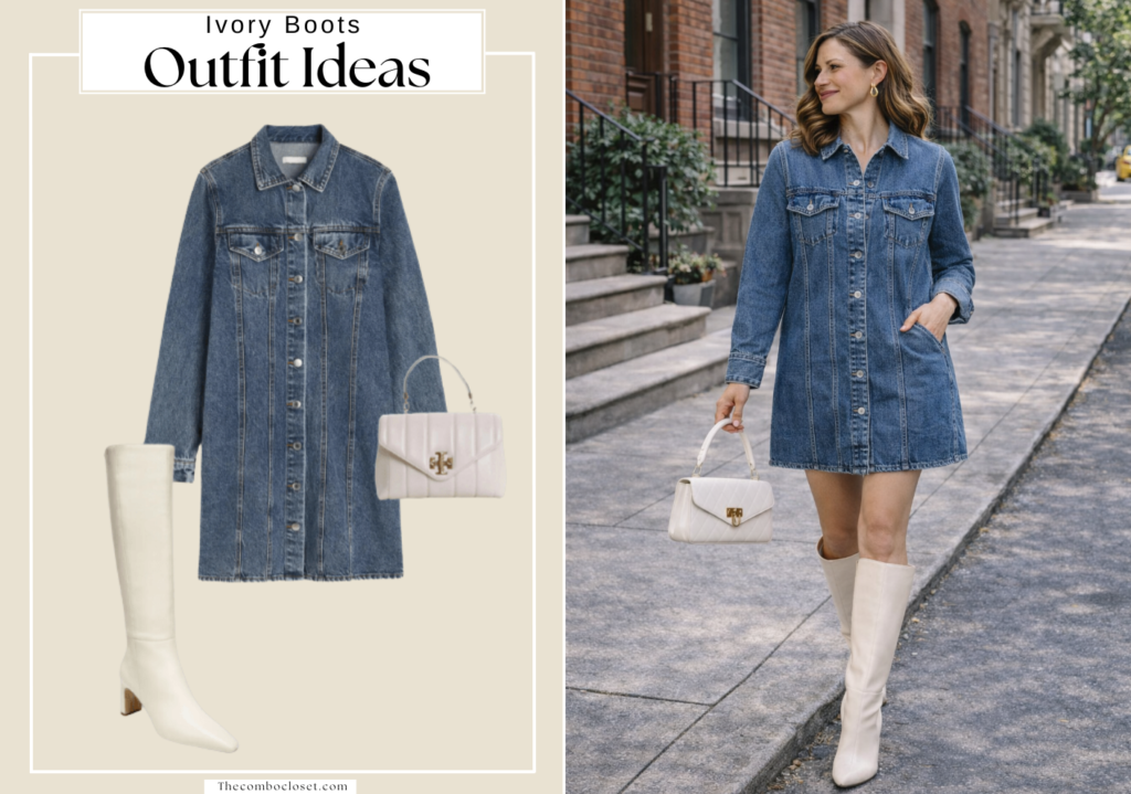 Ivory Boots with a Denim 
