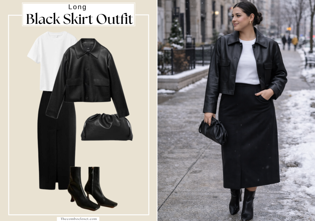 Long Black Skirt Outfit Ideas Winter