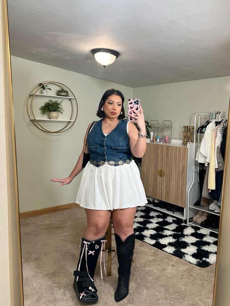 Mini Skirt Cowgirl Outfits Ideas