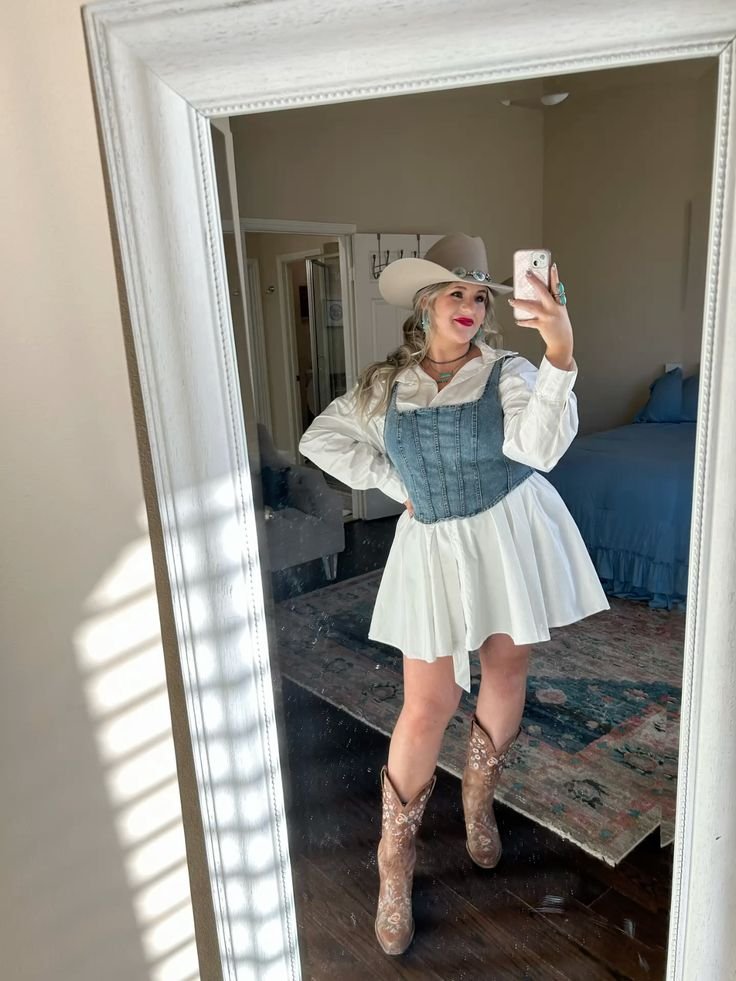 Plus Size Denim Dress Cowgirl Style