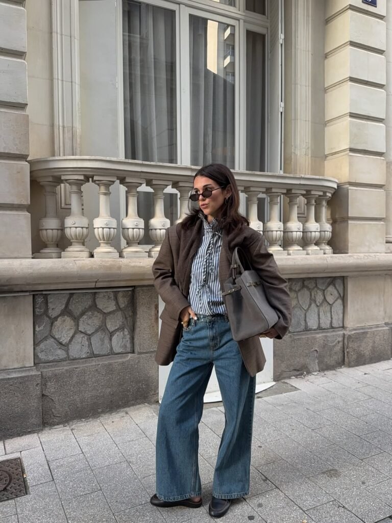 Polished Neutrals Oversized Jeans Outfits