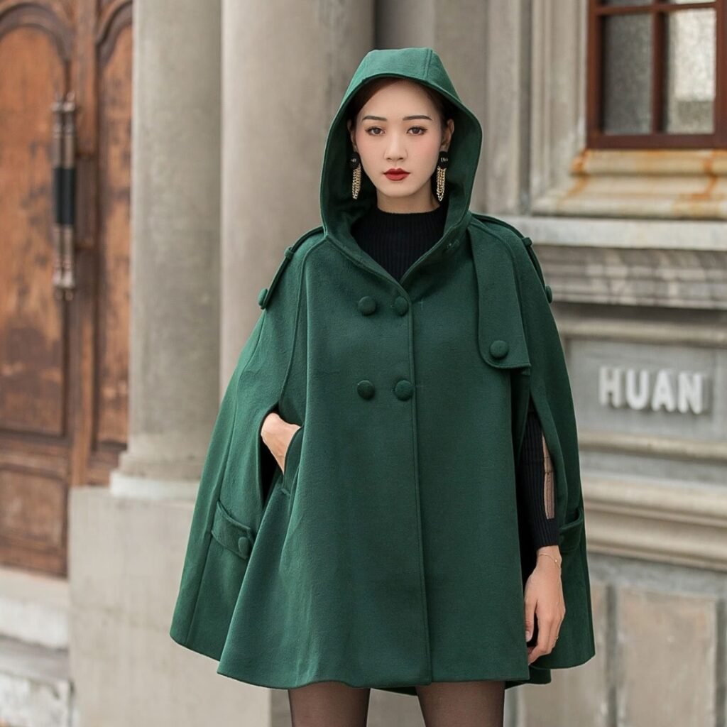 Statement Hooded Cape Coat