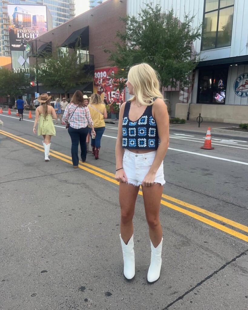 Crochet Top with White Denim Shorts