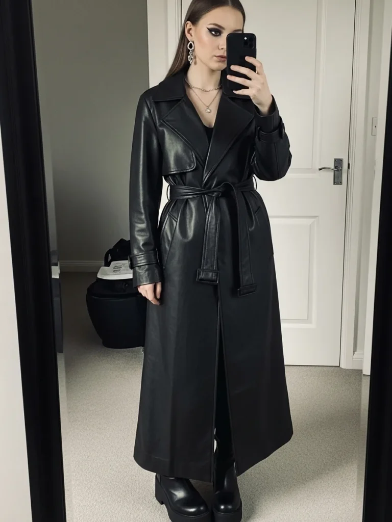 Classic Leather Trench Goth