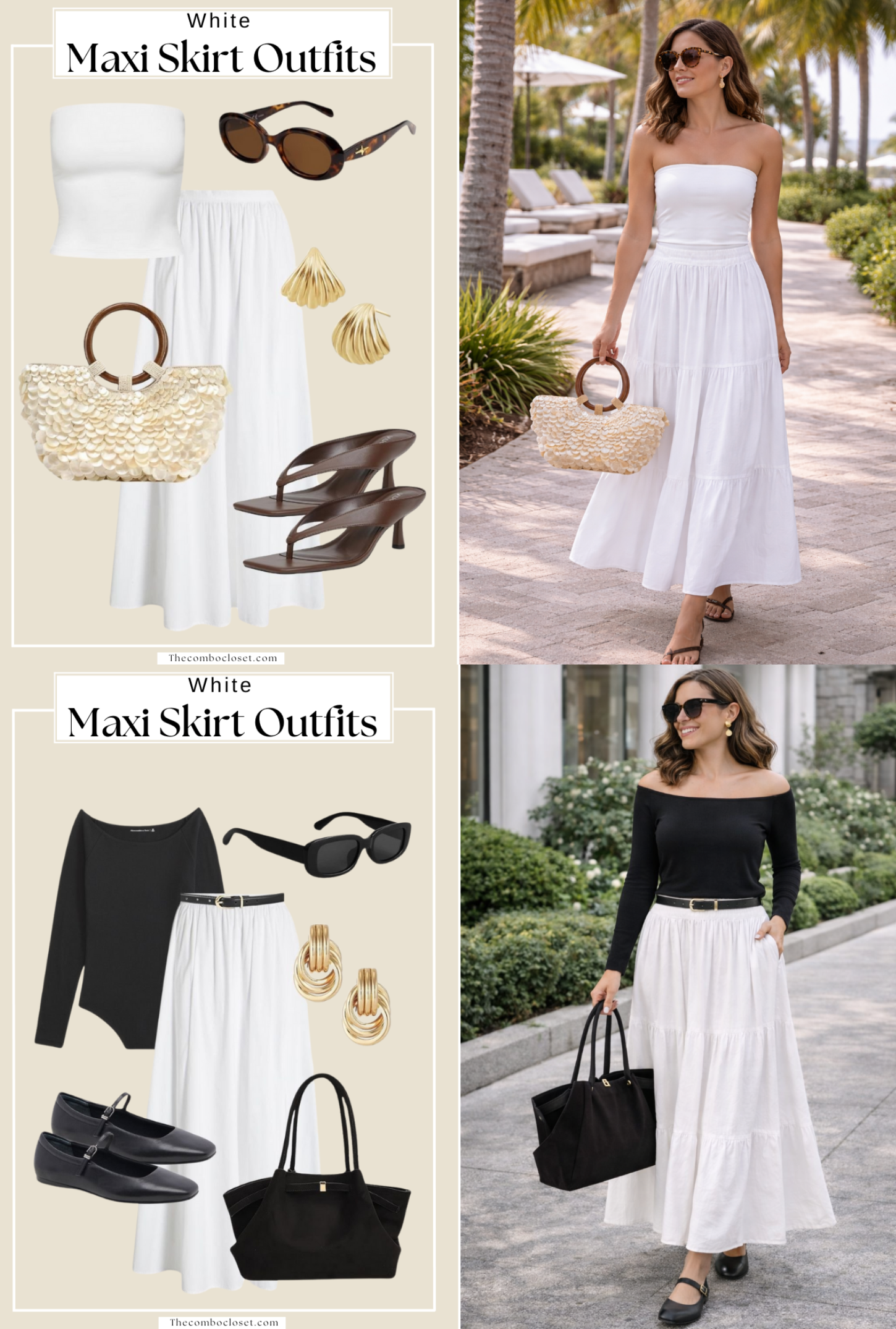 White Maxi Skirt Outfits Ideas