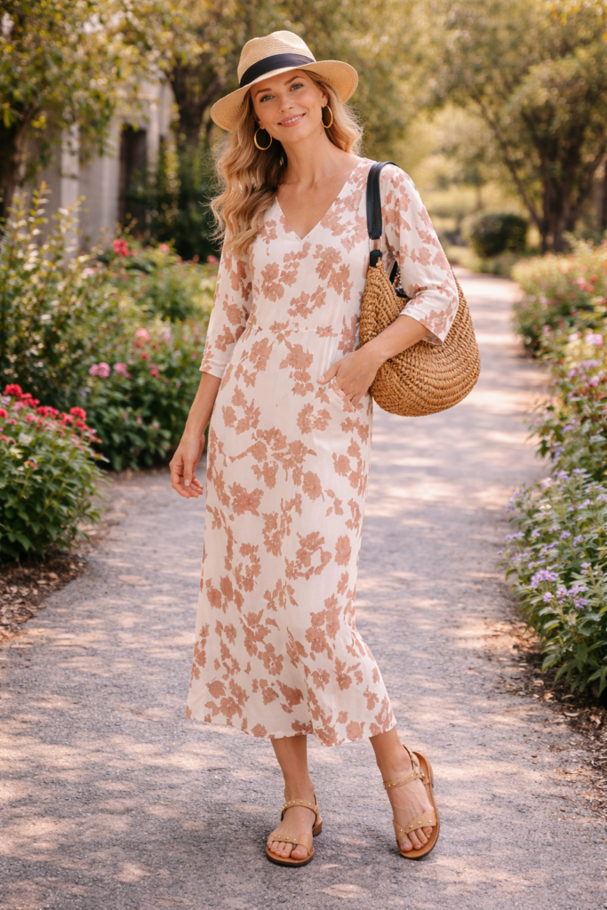 Spring Floral Midi Dress
