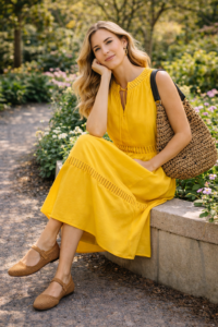 Spring Yellow Dresses For Women