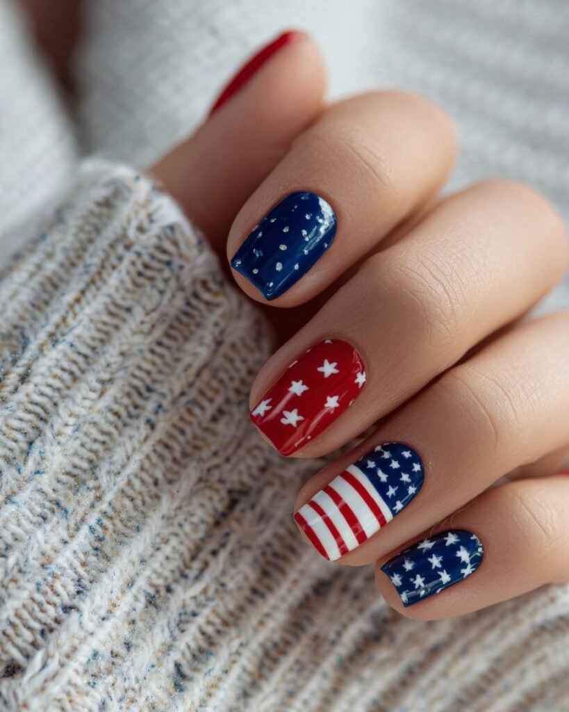 Pattern Blue Nail Are