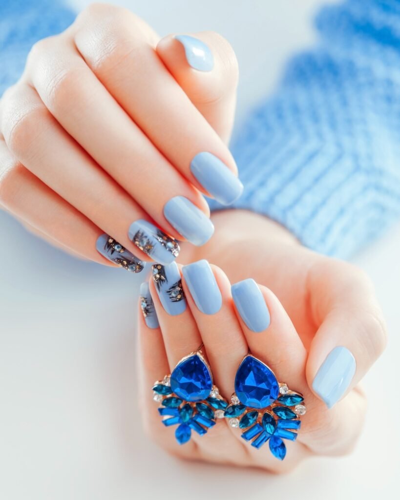 baby blue nails