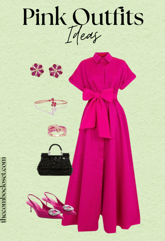 Elegant Hot Pink Midi Dress