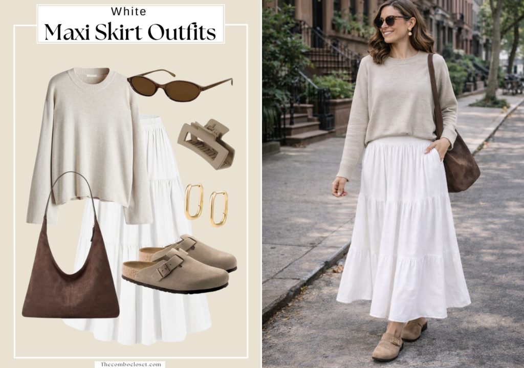 White Maxi Skirt Outfits Ideas Summer