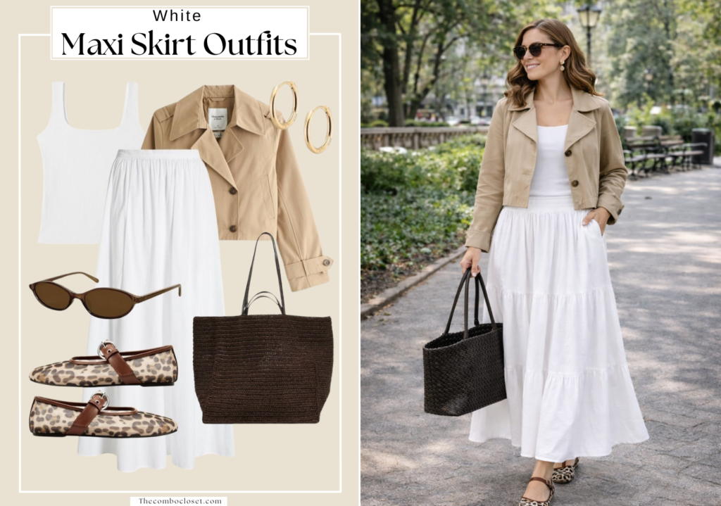White Maxi Skirt Outfits Ideas Spring