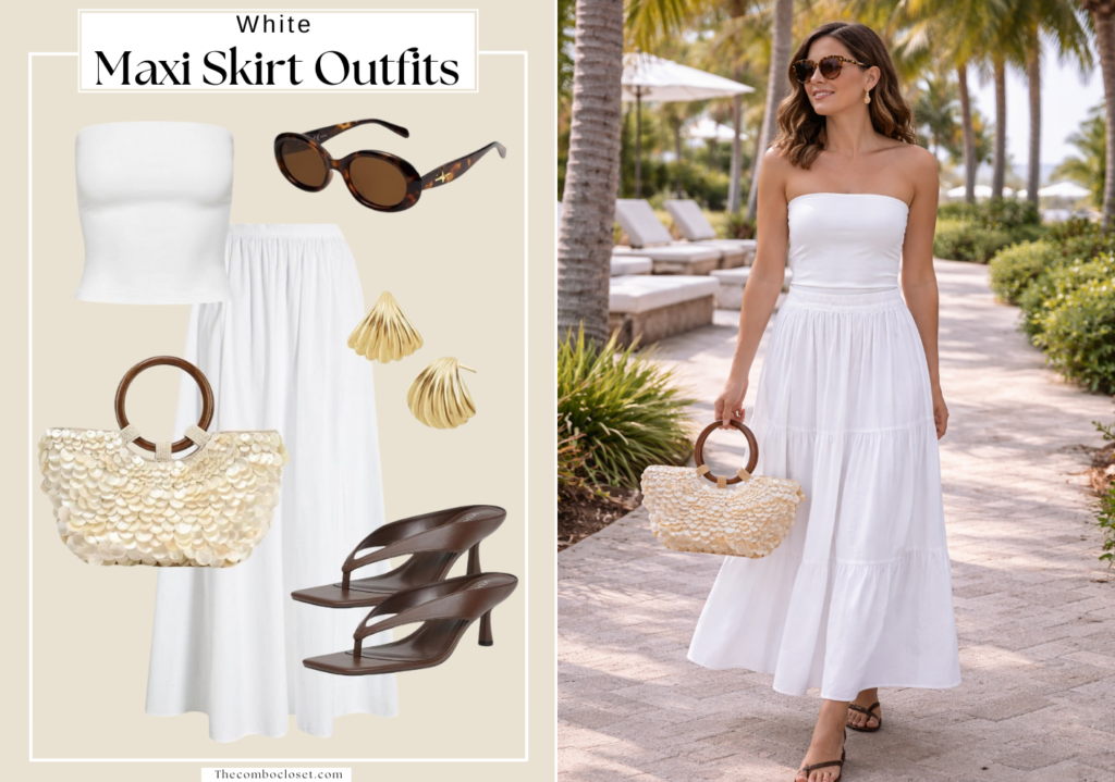 White Long Skirt Outfits Ideas For Beach