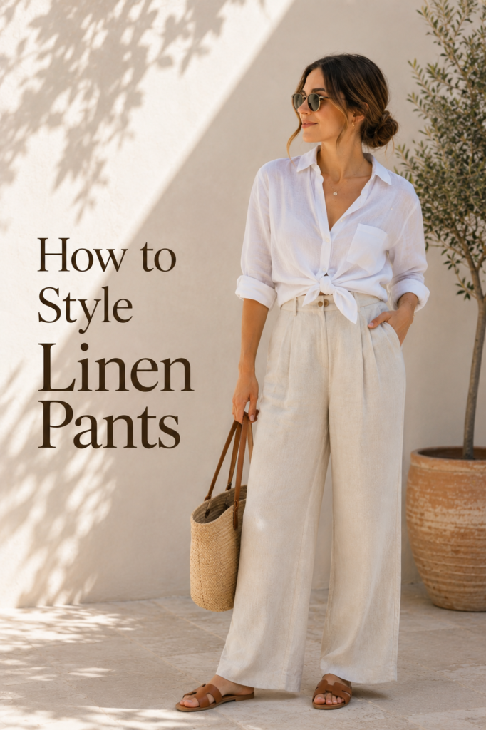 White Linen Pants Women Outfits Ideas